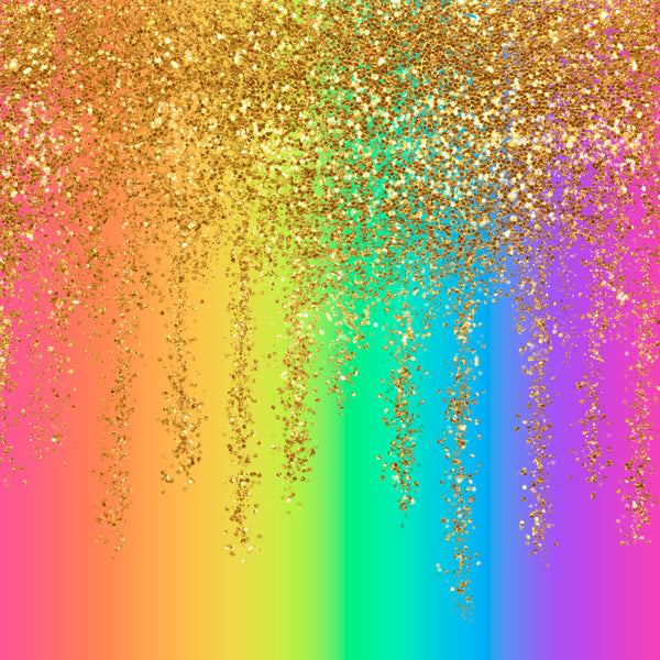 Dripping Glitter Rainbow 12x12 Patterned Vinyl Sheet