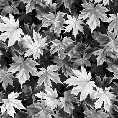 Black & White Fall Leaves 12x12 Patterned Vinyl Sheet