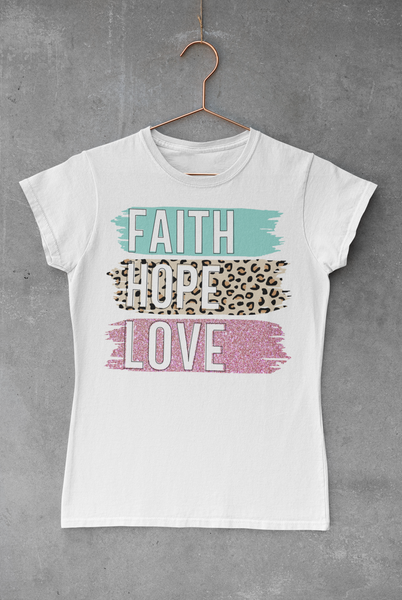 Faith Hope Love Brush Strokes Sublimation Transfer - iCraftVinyl