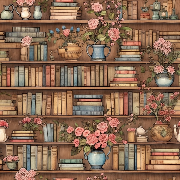 Shelves of Antique Books 12x12 Patterned Vinyl Sheet iCraftVinyl