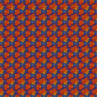 Orange Fall Leaves Blue Background 12x12 Patterned Vinyl Sheet