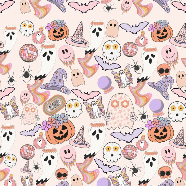 Groovy Pink Halloween Collage 12x12 Patterned Vinyl Sheet iCraftVinyl